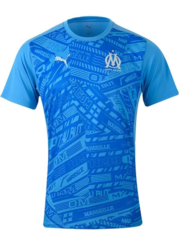 Olympique de Marseille maillot de football d'avant-match uniforme de football bleu azur pour hommes kit de football de sport haut chemise 2025-2026